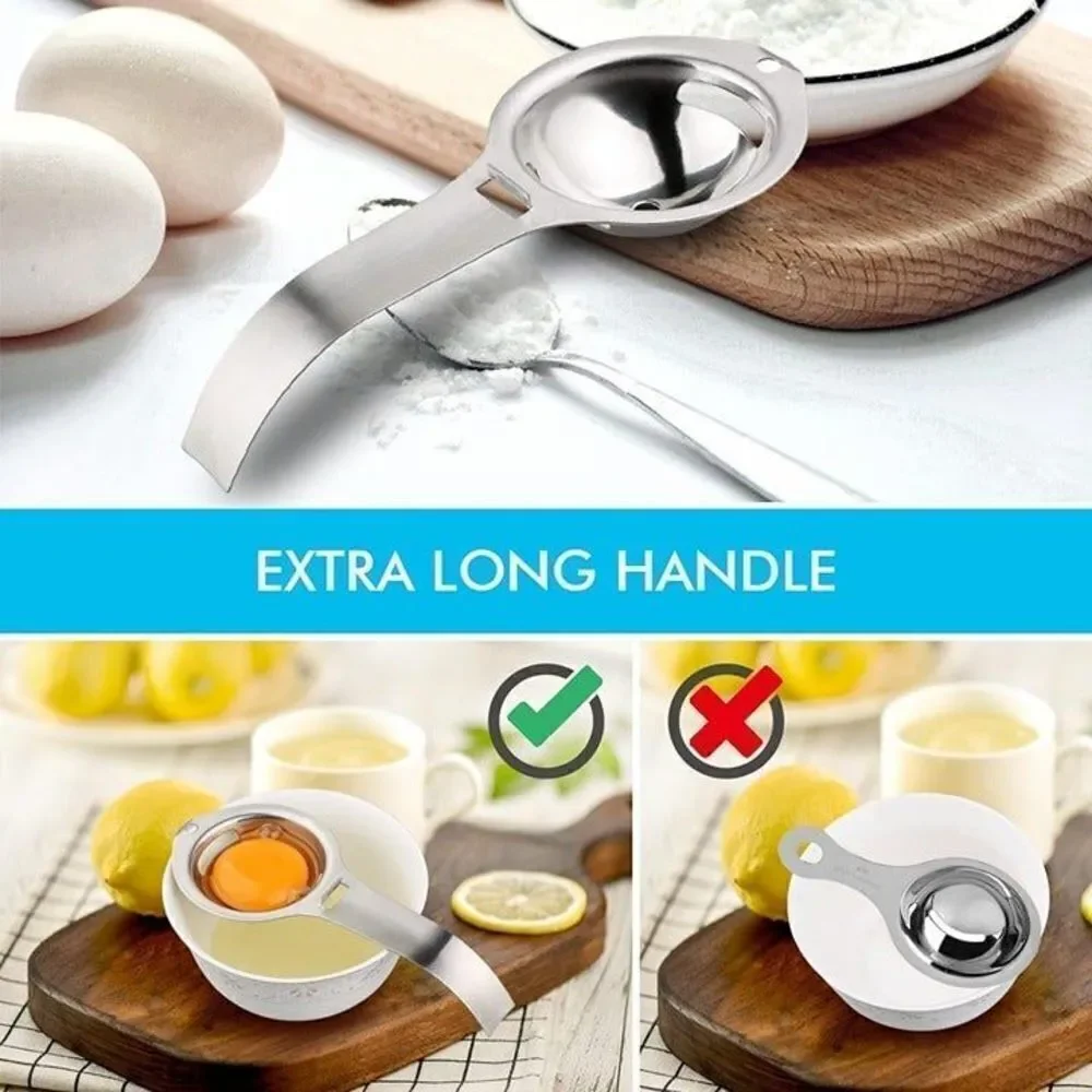 2‎ Pcs Stainless Steel Egg Separator Egg White Yolk Filter Sieve Kitchen Gadget
